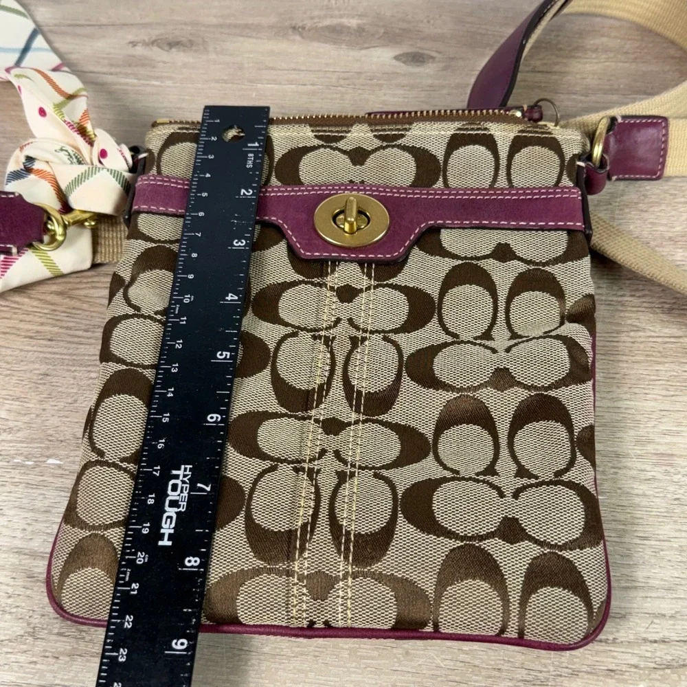Coach Signature Crossbody Bag Monogram Plum Purple Womens Small 40688